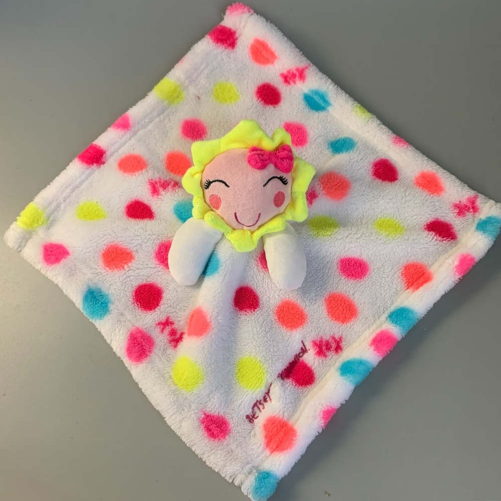 Betsey Johnson Baby Lovey Security Blanket Neon Polka Dot Sun Plush BJ94652